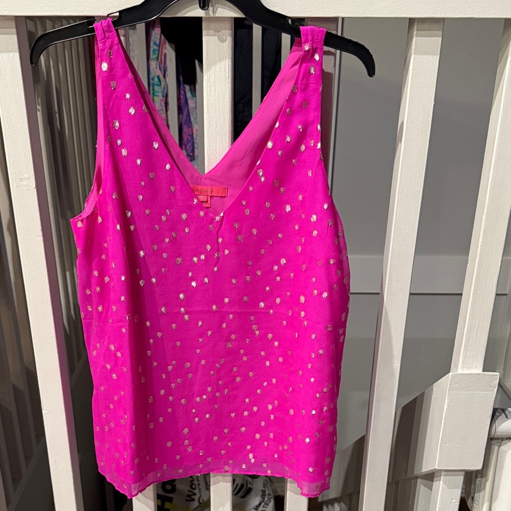 Lilly Pulitzer Pink Tank Top with Silver Accents